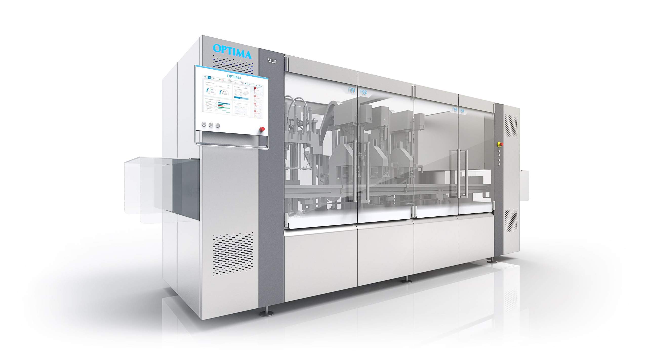 Abfüll- und Verpackungsmaschine von Optima Packaging Group, gestaltet von UP Designstudio