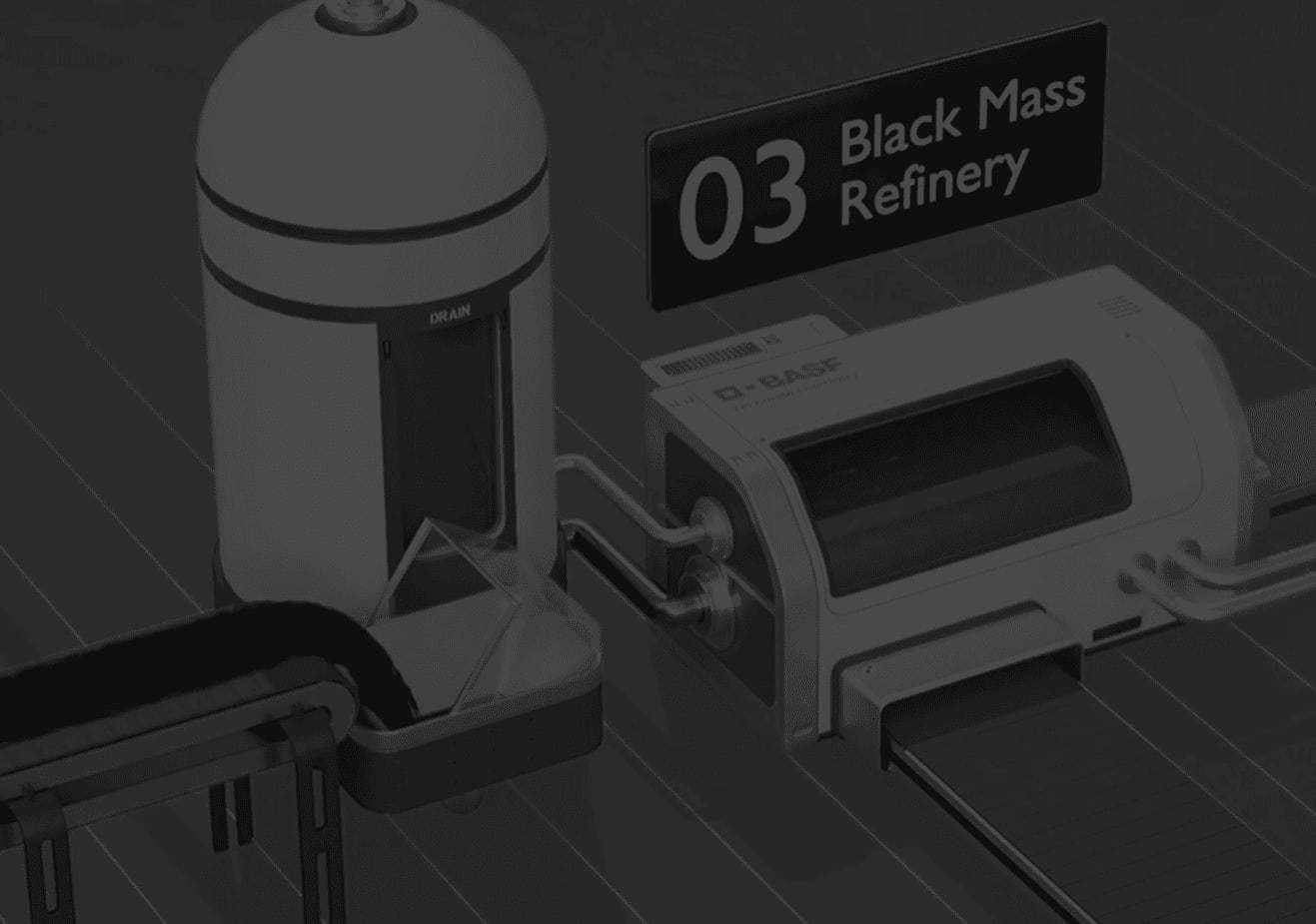Rendering of the Black Mass Refinery station from the BASF process animation