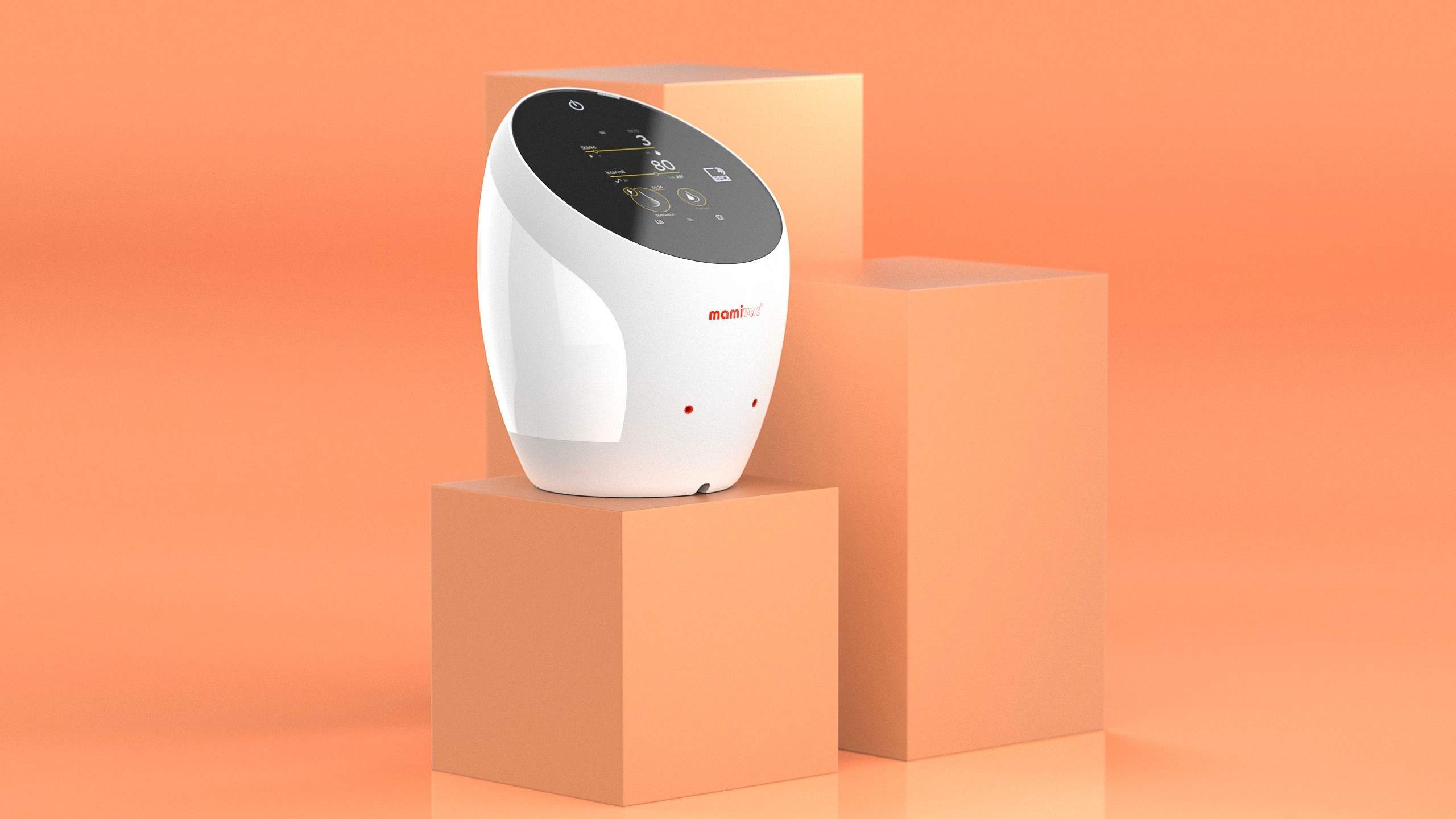 Milchpumpe Smarla auf orangefarbenen Podesten
